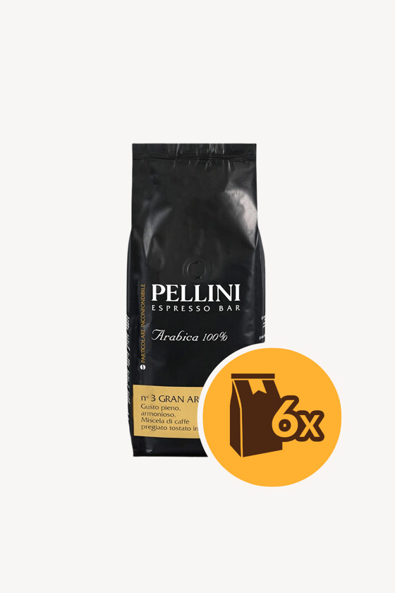 Pellini szemes kávé - Kávé 3-féle variánssal - Szemes - Pellini Espresso Bar Gran Aroma - 1 kg - 6 db - 1 karton