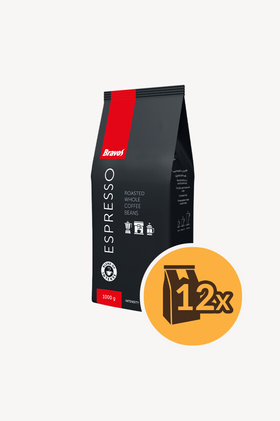 Bravos kávé - Kávé 3-féle variánssal - Szemes - Bravos Classic Espresso - 1 kg - 12 db - 1 karton