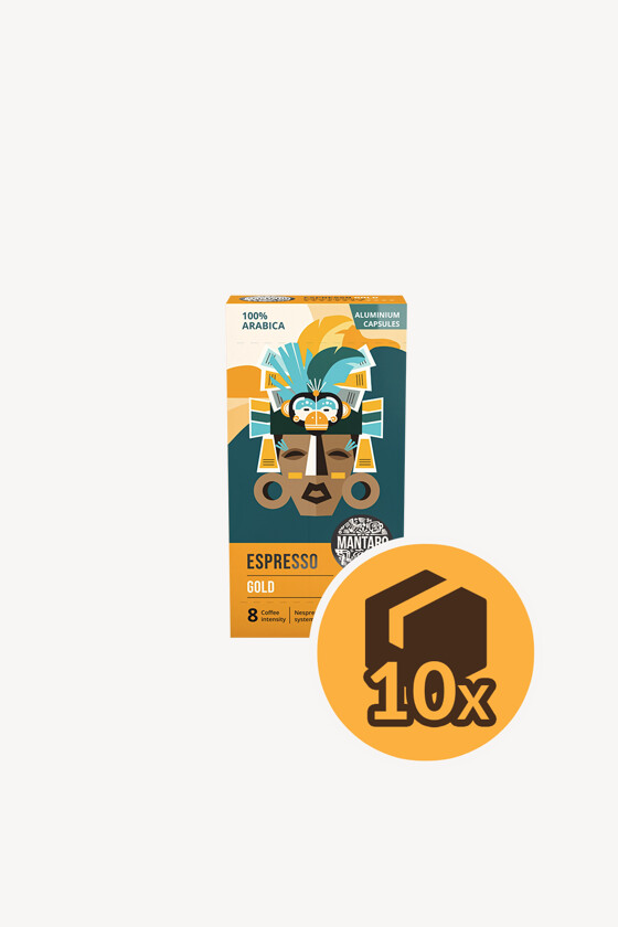 Mantaro kávé - Kávé 3-féle variánssal - Kapszulás - Nespresso kompatibilis - Mantaro Espresso Gold - 10 kapszula - 10 db - 1 karton