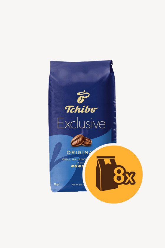 Tchibo kávé - Kávé 3-féle variánssal - Szemes - Tchibo Exclusive - 1 kg - 8 db - 1 karton