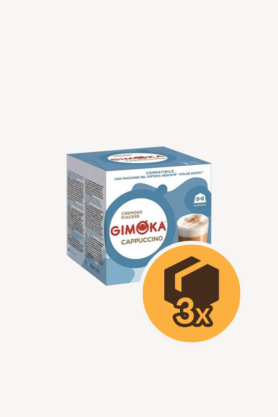 Gimoka kávé - Kávé 3-féle variánssal - Kapszulás - Dolce Gusto kompatibilis - Gimoka Cappuccino - 16 kapszula - 3 db - 1 karton