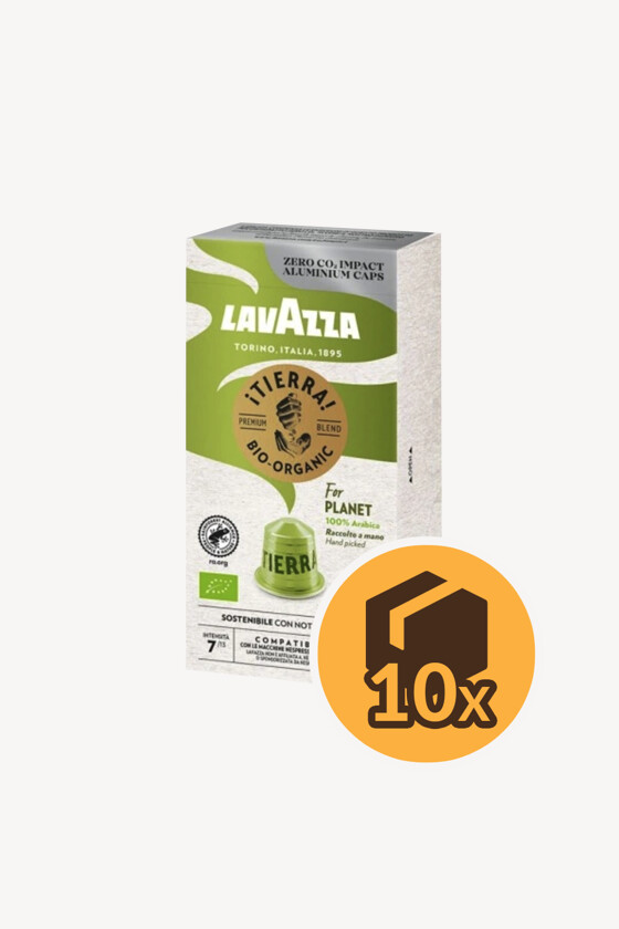 Lavazza Nespresso Tierra Bio-Organic Aluminium kapszulás kávé - 10 x 10 kapszula - 10 doboz/karton - 1 karton