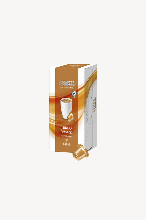 Cremesso kávé - Kávé 3-féle variánssal - Kapszulás - Cremesso kompatibilis - Cremesso Lungo Caramello - 16 kapszula - 1 db