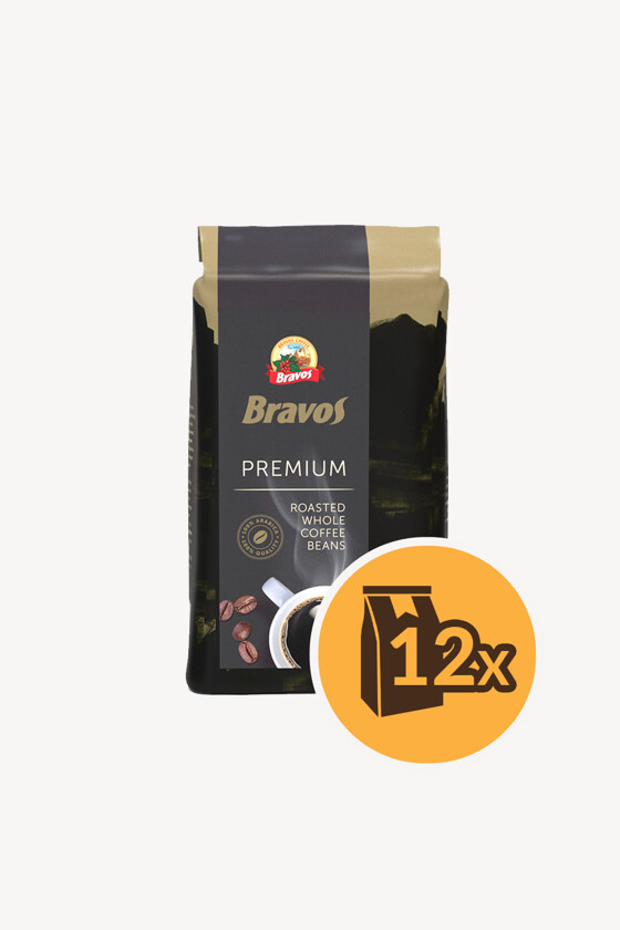 Bravos kávé - Kávé 3-féle variánssal - Szemes - Bravos Premium - 1 kg - 12 db - 1 karton