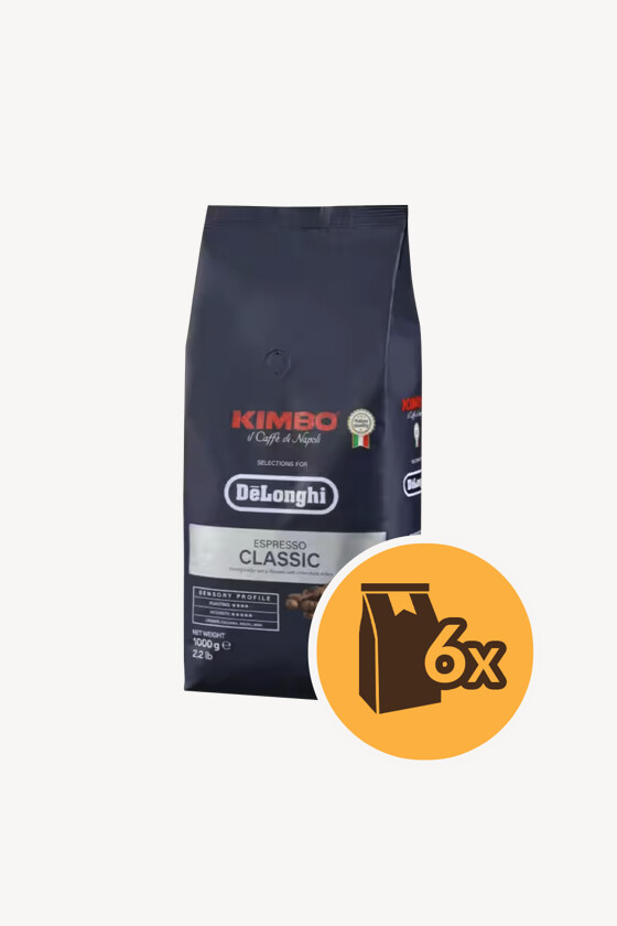 Kimbo Delonghi szemes kávé - Kávé 3-féle variánssal - Szemes - Kimbo Delonghi Espresso Classic - 1 kg - 6 db - 1 karton