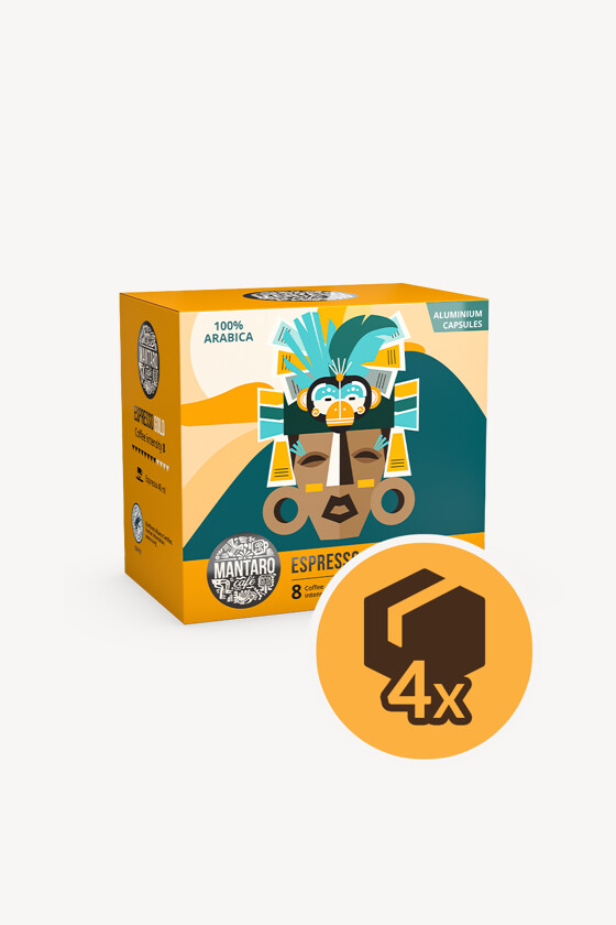Mantaro kávé - Kávé 3-féle variánssal - Kapszulás - Nespresso kompatibilis - Mantaro Espresso Gold - 45 kapszula - 4 db - 1 karton