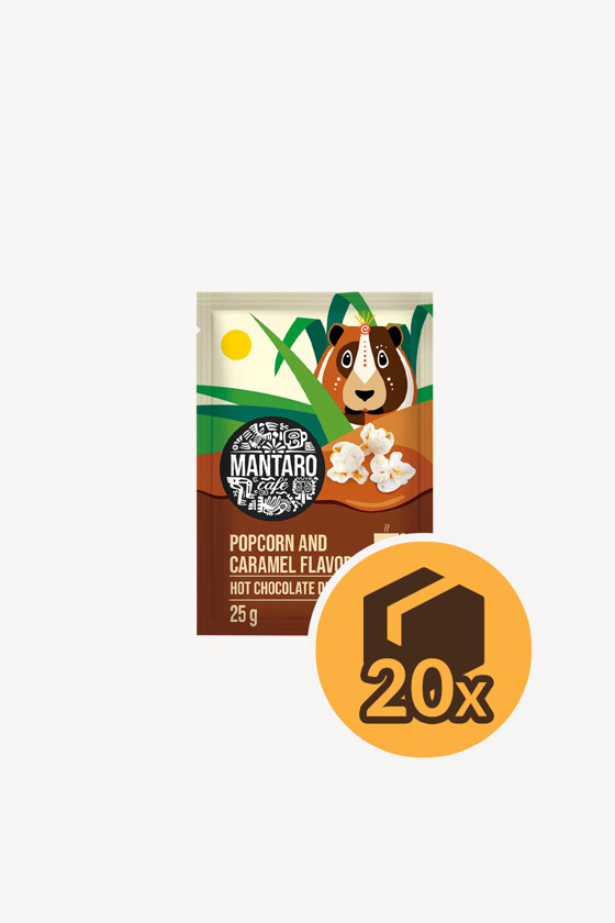 Mantaro italpor - Italpor - Italpor - Mantaro karamellás popcorn ízű forró csokoládé italpor - 25 g - 20 db - 1 karton