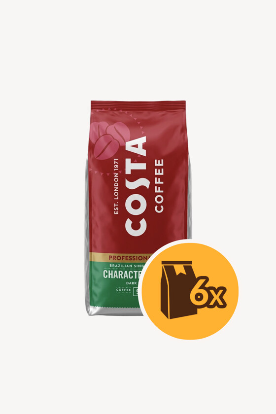 Costa Coffee kávé - Kávé 3-féle variánssal - Szemes - Costa Coffee Character Roast Brazilian - 1 kg - 6 db - 1 karton