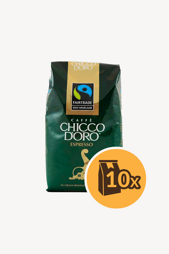 Chicco d'Oro kávé - Kávé 3-féle variánssal - Szemes - Chicco d'Oro Max Havelaar Fairtrade - 1 kg - 10 db - 1 karton