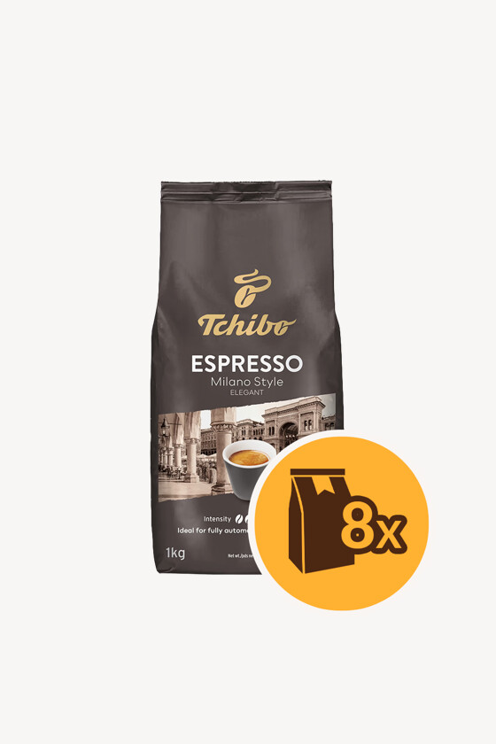 Tchibo kávé - Kávé 3-féle variánssal - Szemes - Tchibo Espresso Milano Style - 1 kg - 8 db - 1 karton