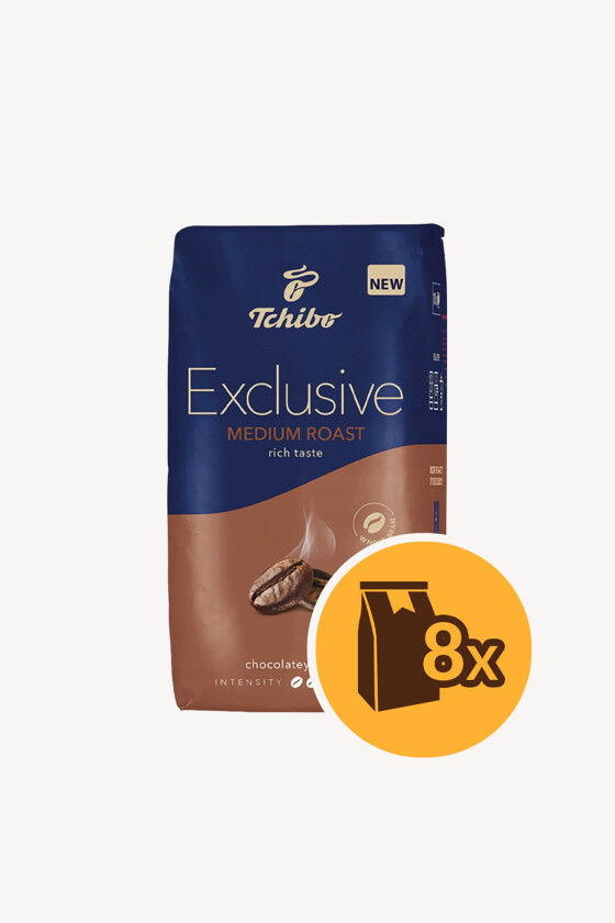 Tchibo kávé - Kávé 3-féle variánssal - Szemes - Tchibo Exclusive Medium - 1 kg - 8 db - 1 karton