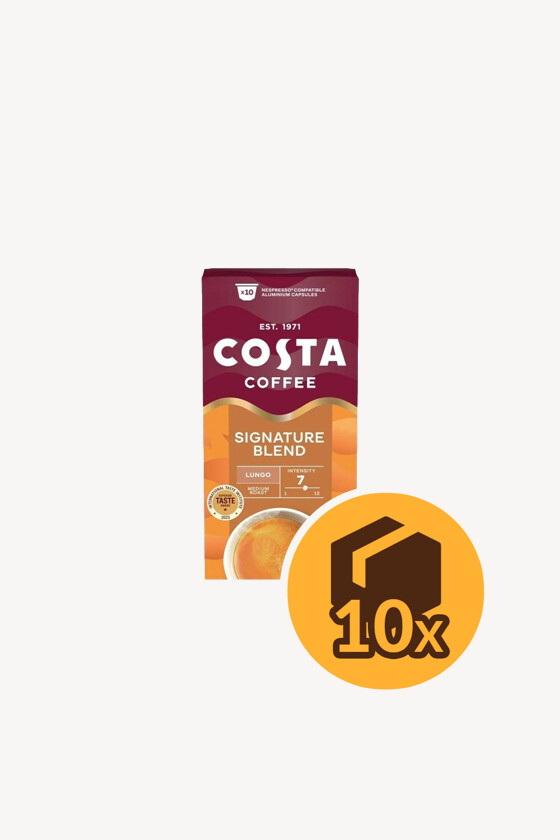Costa Coffee kávé - Kávé 3-féle variánssal - Kapszulás - Nespresso kompatibilis - Signature Blend Lungo - 10 kapszula - 10 db - 1 karton