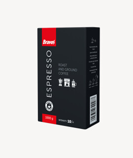 Bravos kávé - Kávé 3-féle variánssal - Őrölt - Bravos Classic Espresso - 1 kg - 10 db - 1 karton