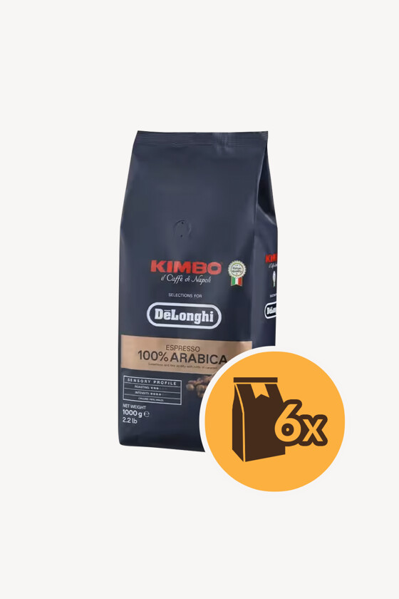 Kimbo Delonghi szemes kávé - Kávé 3-féle variánssal - Szemes - Kimbo Delonghi Espresso Arabica - 1 kg - 6 db - 1 karton