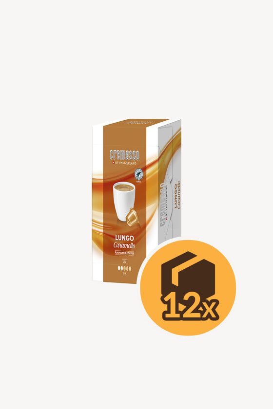 Cremesso kávé - Kávé 3-féle variánssal - Kapszulás - Cremesso kompatibilis - Cremesso Lungo Caramello - 16 kapszula - 12 db - 1 karton