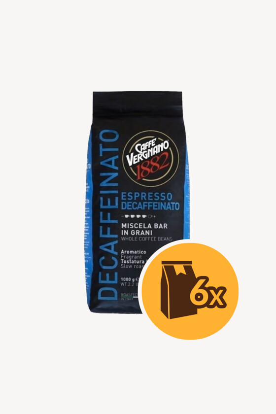 Caffé Vergnano kávé - Kávé 3-féle variánssal - Szemes - Caffé Vergnano Espresso Decaffeinato - 1 kg - 6 db - 1 karton