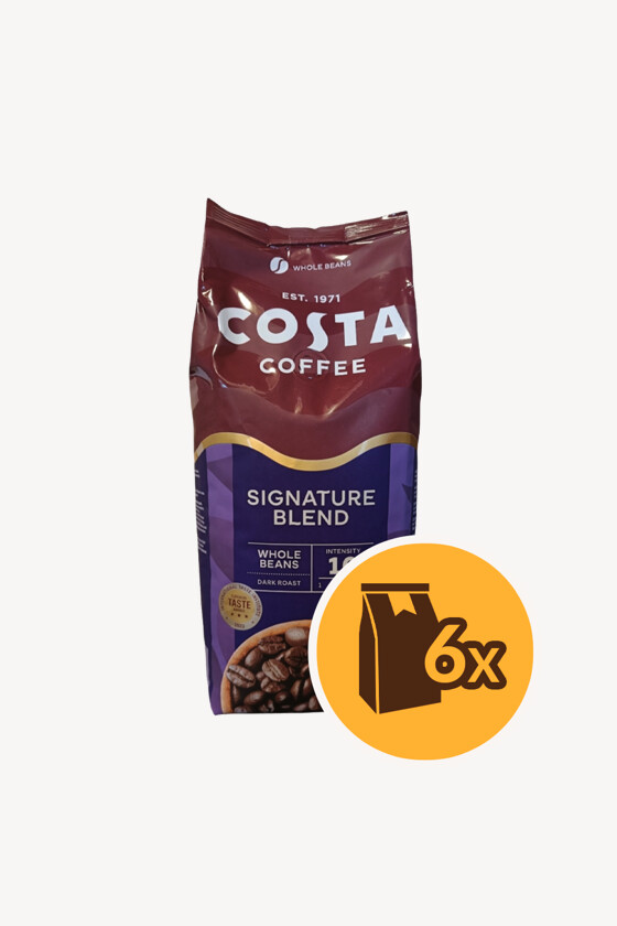 Costa Coffee kávé - Kávé 3-féle variánssal - Szemes - Costa Coffee Signature Blend Dark Roast - 1 kg - 6 db - 1 karton