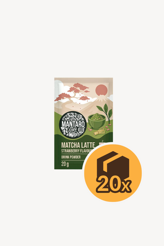Mantaro latte italpor - Italpor - Italpor - Mantaro matcha latte eper ízű tej- és zöldtea alapú italpor - 20 g - 20 db - 1 karton