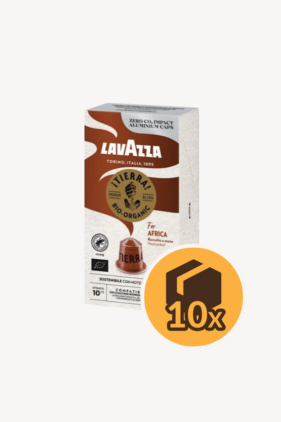 Lavazza kávé - Kávé 3-féle variánssal - Kapszulás - Nespresso kompatibilis - Lavazza Tierra Bio-Organic Africa Aluminium - 10 kapszula - 10 db - 1 karton