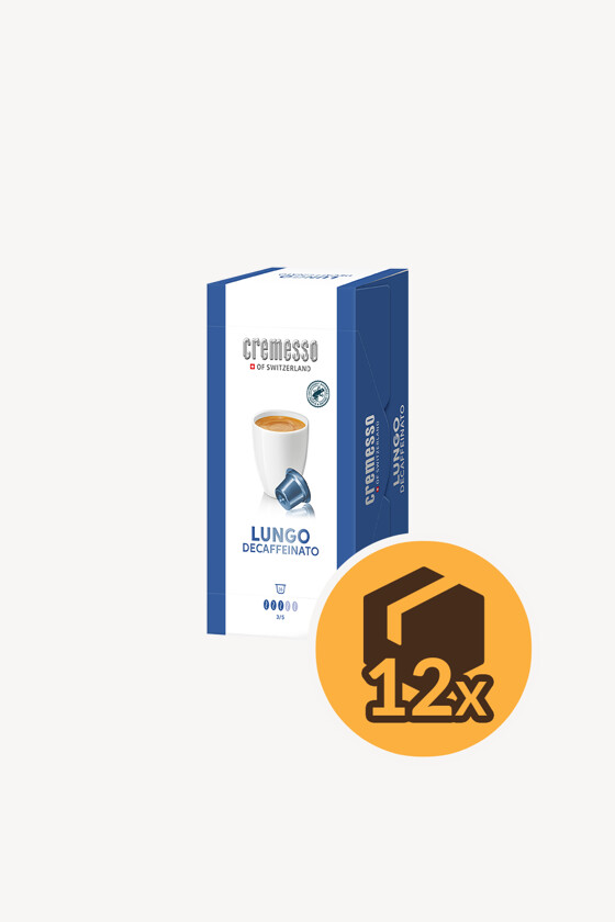 Cremesso kávé - Kávé 3-féle variánssal - Kapszulás - Cremesso kompatibilis - Cremesso Lungo Decaffeinato - 16 kapszula - 12 db - 1 karton