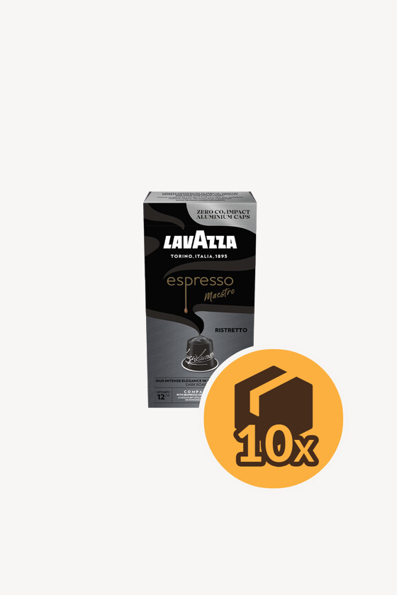 Lavazza kávé - Kávé 3-féle variánssal - Kapszulás - Nespresso kompatibilis - Lavazza Espresso Maestro Ristretto Aluminium - 10 kapszula - 10 db - 1 karton