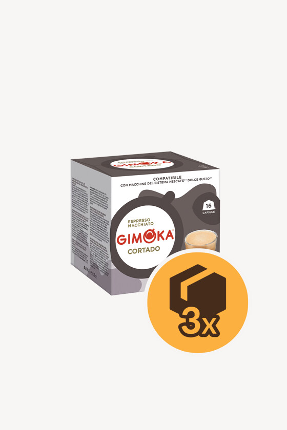 Gimoka kávé - Kávé 3-féle variánssal - Kapszulás - Dolce Gusto kompatibilis - Gimoka Cortado - 16 kapszula - 3 db - 1 karton