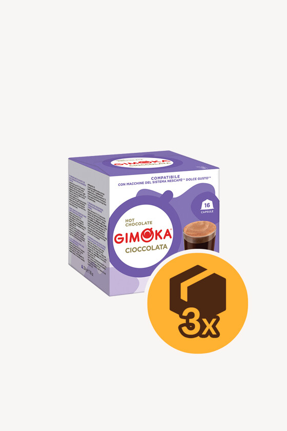 Gimoka kávé - Kávé 3-féle variánssal - Kapszulás - Dolce Gusto kompatibilis - Gimoka Cioccolata - 16 kapszula - 3 db - 1 karton