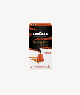 Lavazza kávé - Kávé 3-féle variánssal - Kapszulás - Nespresso kompatibilis - Lavazza Espresso Gourmet Caramel Aluminium - 10 kapszula - 10 db - 1 karton