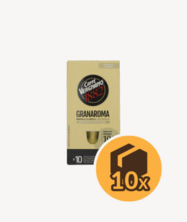 Caffé Vergnano Granaroma Nespresso kompatibilis Aluminium kapszulás kávé - 10 x 10 kapszula - 10 doboz/karton - 1 karton