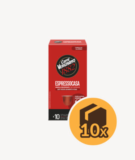 Caffé Vergnano Espressocasa Nespresso kompatibilis Aluminium kapszulás kávé - 10 x 10 kapszula - 10 doboz/karton - 1 karton