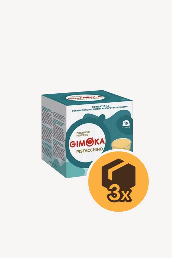 Gimoka kávé - Kávé 3-féle variánssal - Kapszulás - Dolce Gusto kompatibilis - Gimoka Pistacchino - 16 kapszula - 3 db - 1 karton